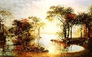 Jasper Cropsey Sunset Sailing oil on canvas